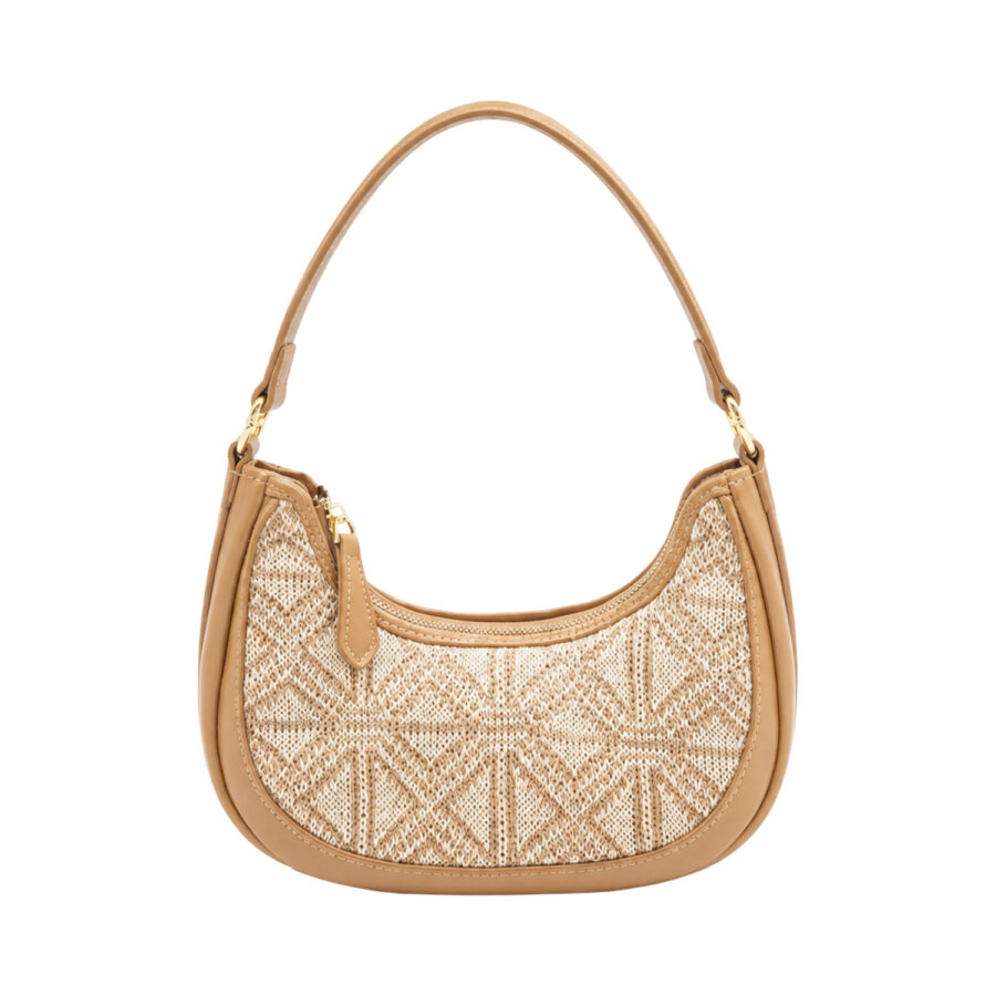 Borsa a spalla ALV by Alviero Martini Astra mezzaluna con inserto tessuto - ALVB12603