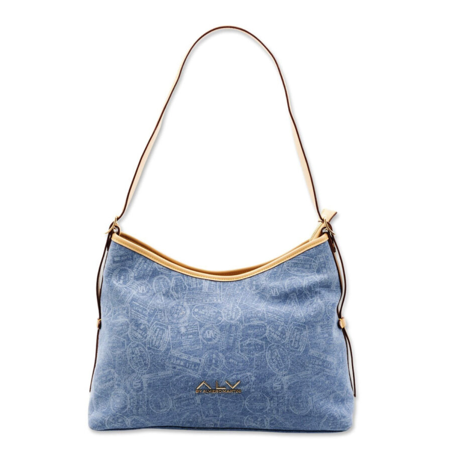 Borsa a spalla Passport Denim hobo con zip ALV by Alviero Martini - ALVB12504