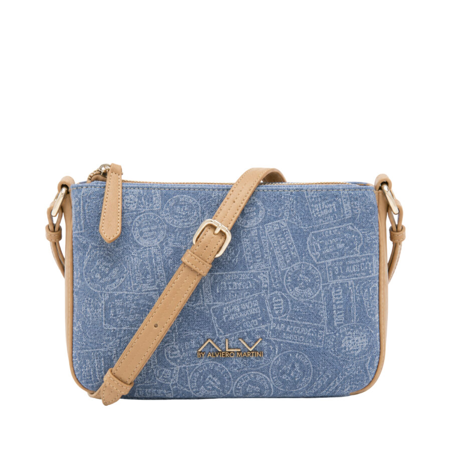 Pochette a tracolla Passport Denim con zip ALV by Alviero Martini - ALVB12502