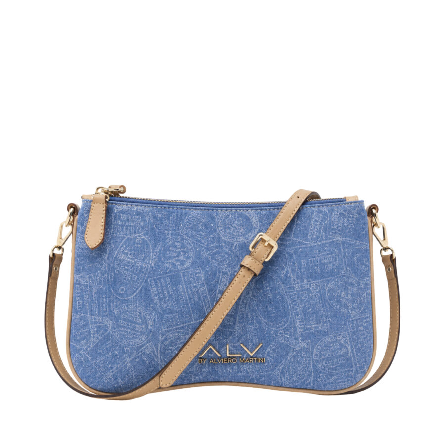 Borsa a spalla compatta Passport Denim con zip ALV by Alviero Martini - ALVB12503